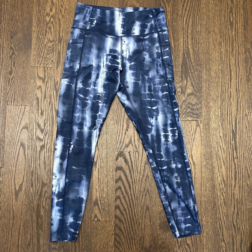 Mondetta Blue and White Tie-Dye Leggings